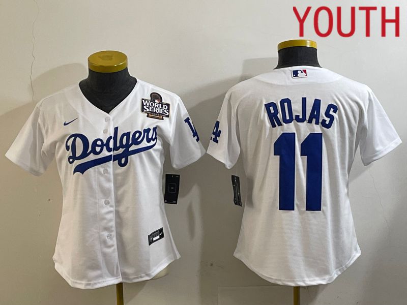 Youth Los Angeles Dodgers #11 Rojas White Game 2024 Nike MLB Jersey style 1